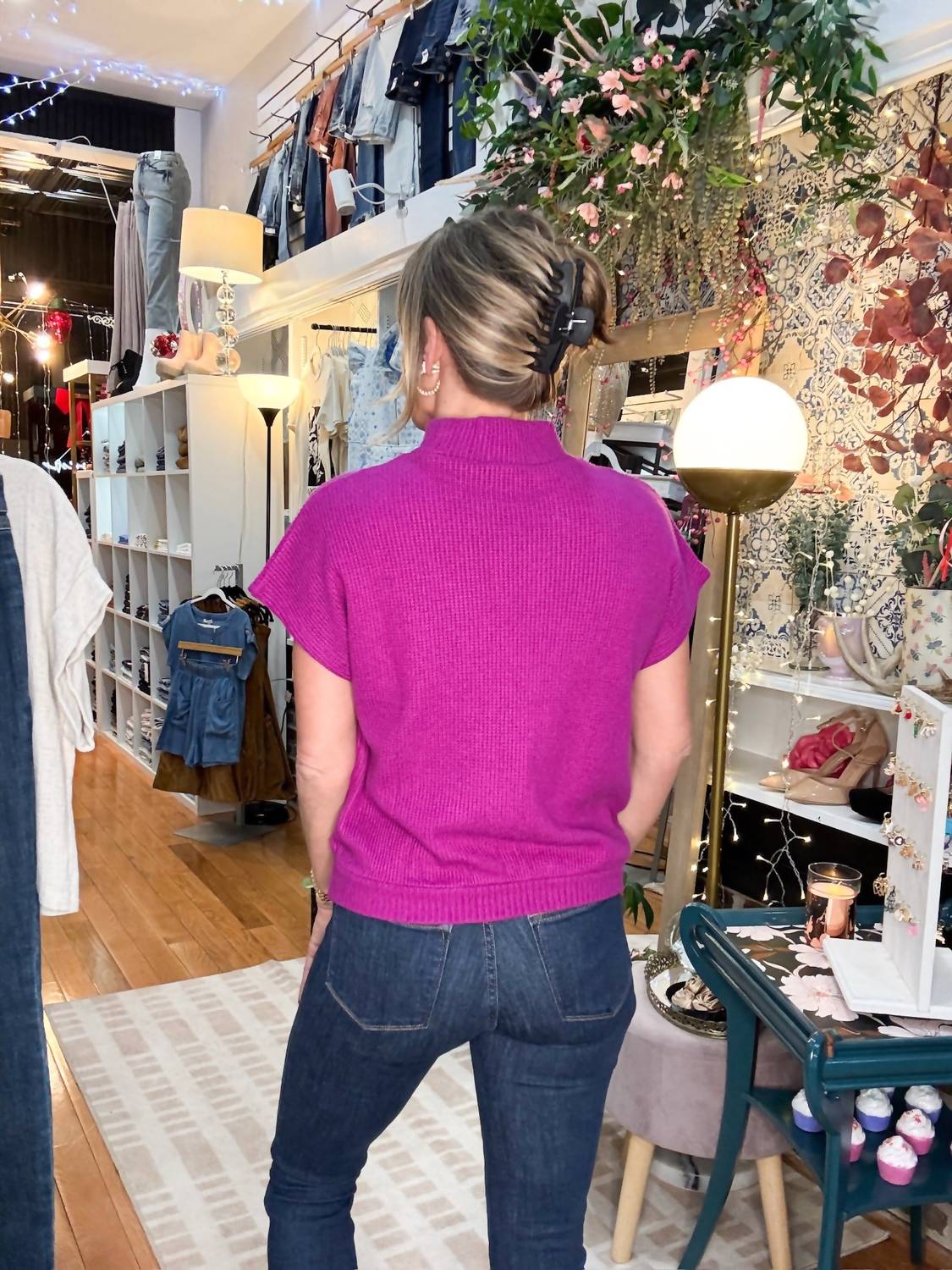 Zenana - Mock Neck Short Sleeve Sweater