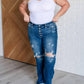 Judy Blue - Midrise Button Fly Trouser Flare With Distressing