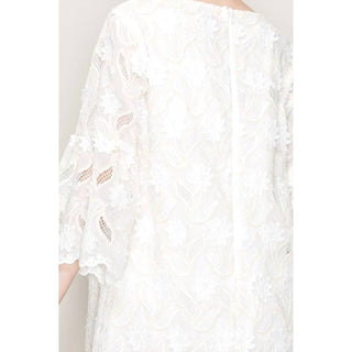 Ina - Floral Lace Three Quarter Sleeves Mini Dress