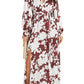 Floral Print Long Sleeve Maxi Dress in Taupe Brown