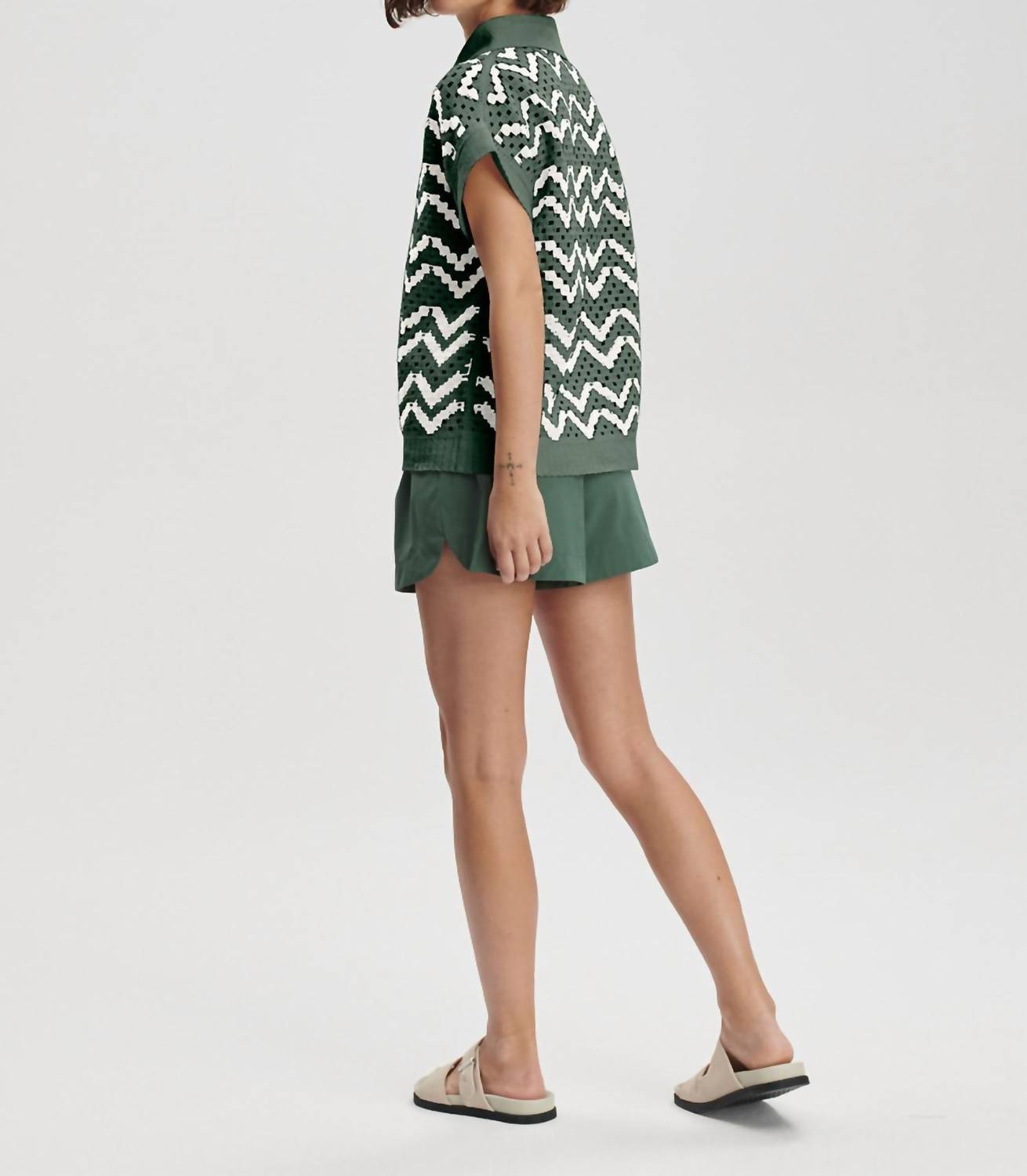 Varley - Joelle Crochet Polo Top
