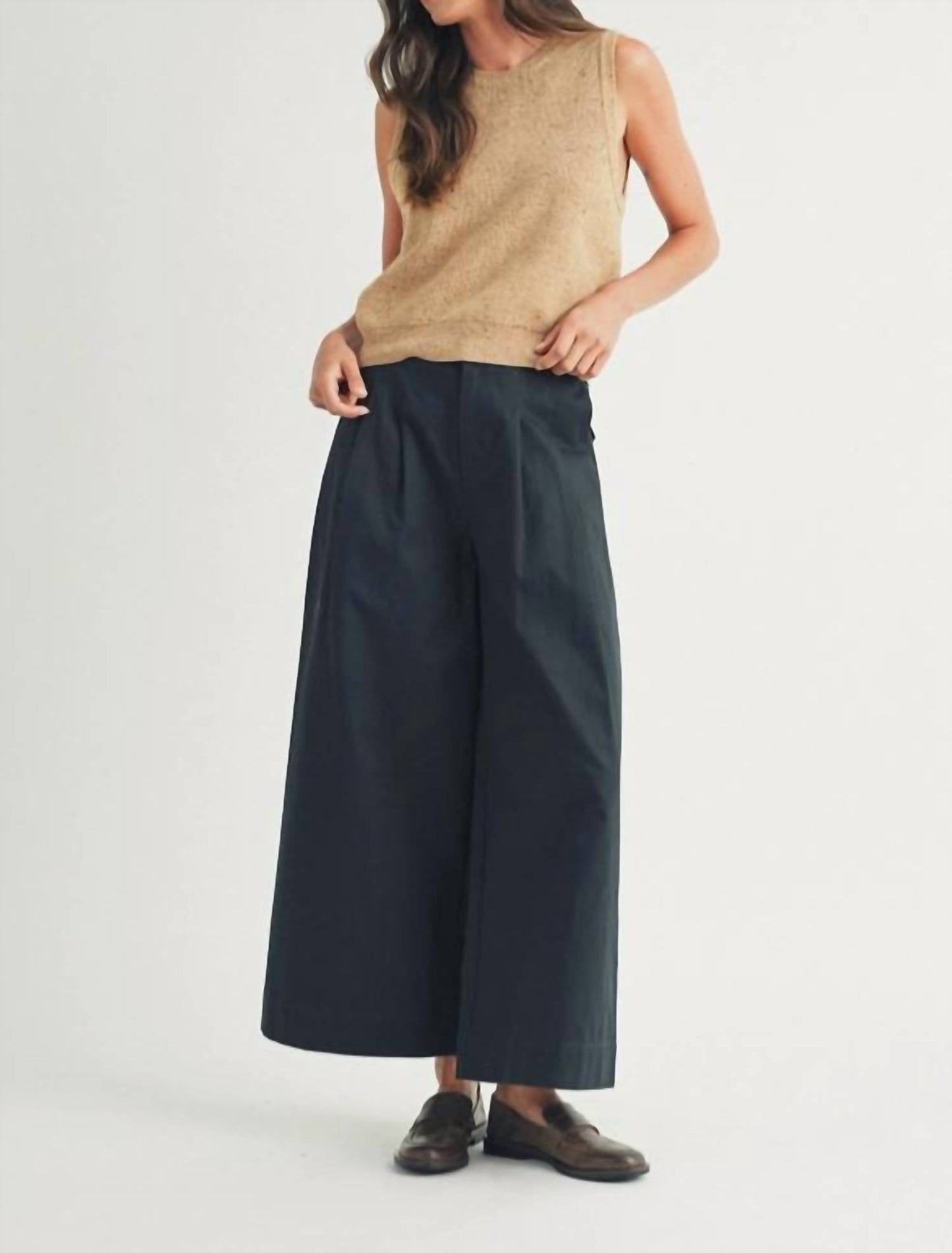 Elle Grey - Pleated Wide Leg Pants