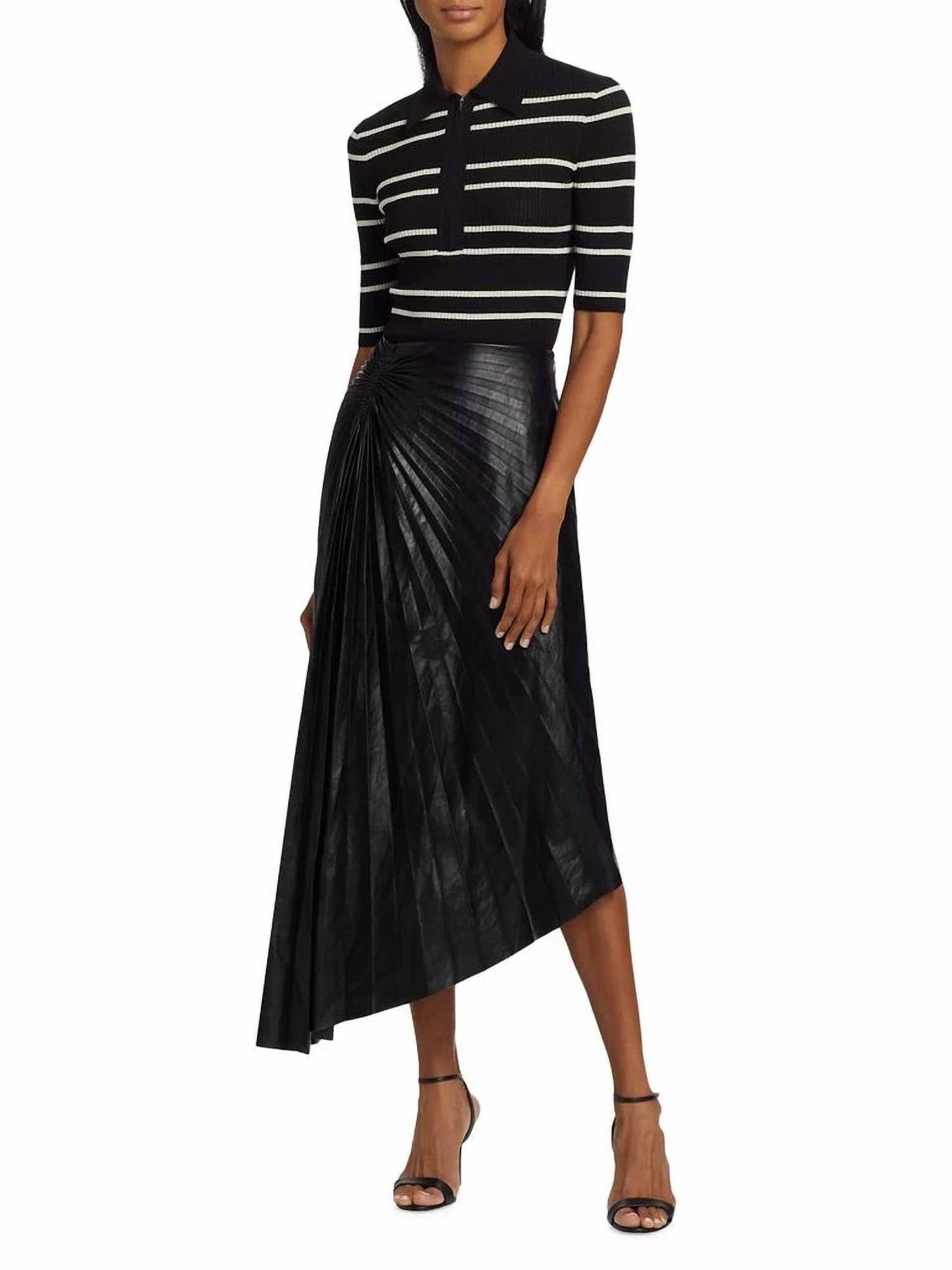 A.L.C. - Striped Cotton Knit Polo Shirt