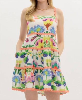 Entro - Citrus Breeze Botanical Print Mini Dress