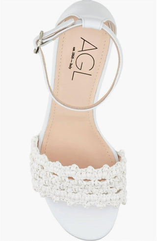 Agl - Women's Crochet Leather Block Heel Sandals