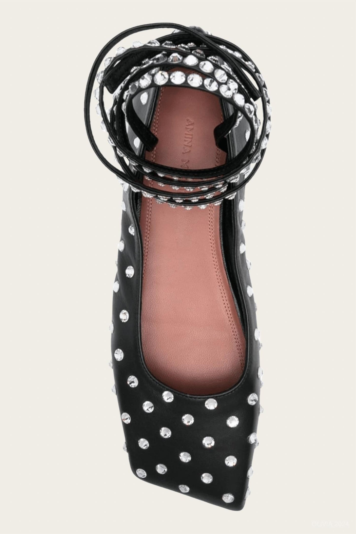 Amina Muaddi - Women's Ane Crystal Lace Up Flat