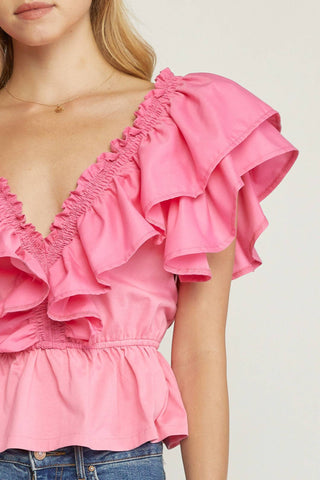 Entro - Ruffled Peplum Top