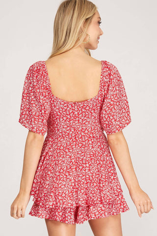 She + Sky - Flutter Half Sleeve Layered Romper