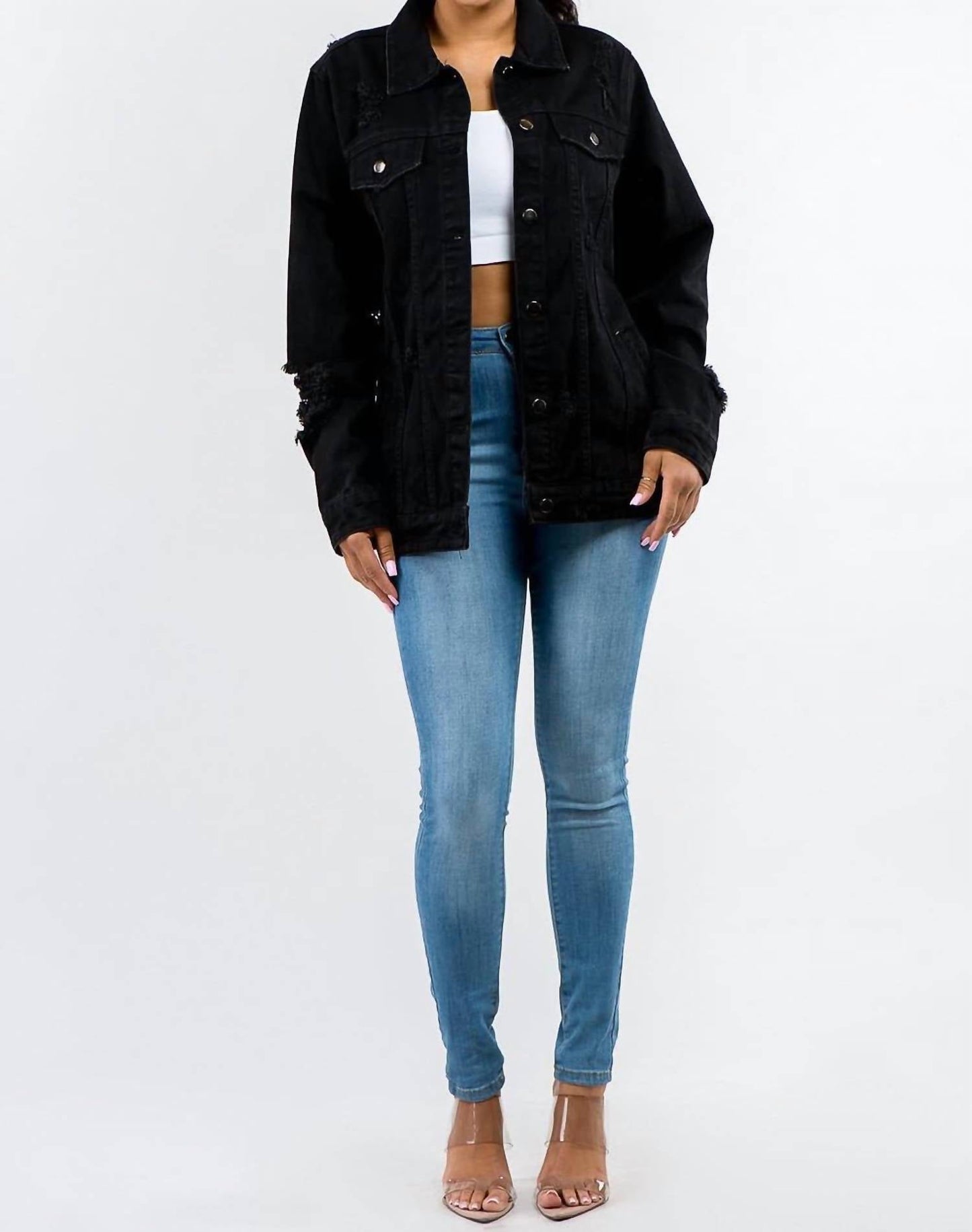 American Bazi - Distressed Denim Button-up Jacket