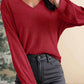 Aapparella - Leopard Back Bow V Neck Blouse
