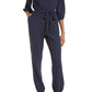 Fraiche by J Tie Waist Long Sleeve Jumpsuit in Navy, Size Large