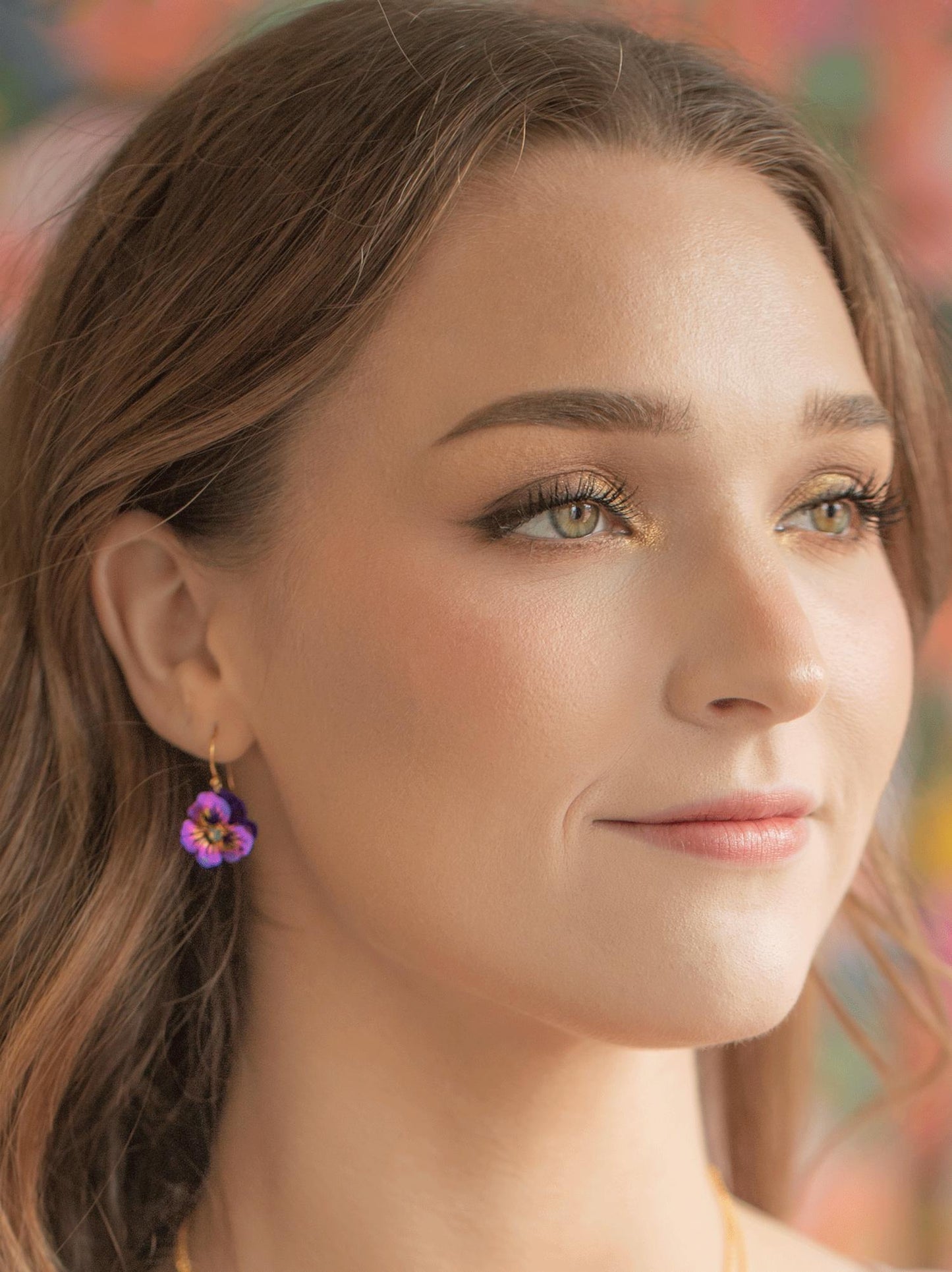 Holly Yashi - Women's Garden Pansy Drop Earrings