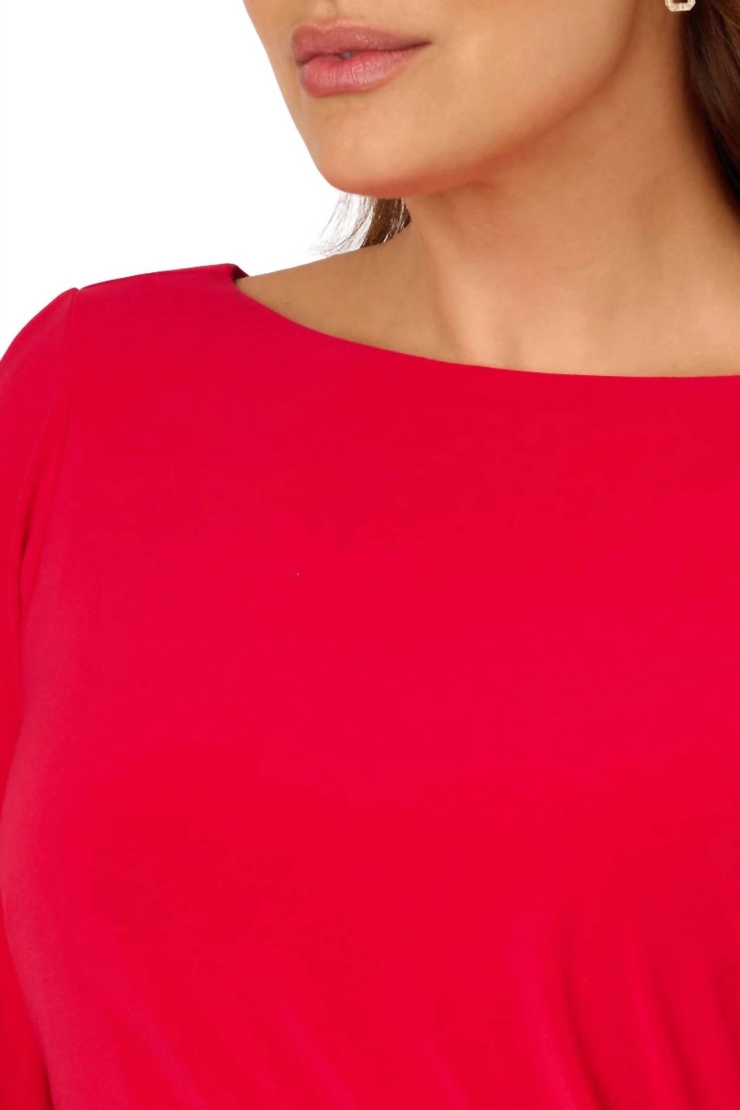 Adrianna Papell - Long Sleeve Draped Jersey With Beaded Cuffs Dress - Plus