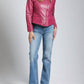 11 Uptown - Collarless Lamb Leather Zip Up Jacket