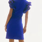 Joseph Ribkoff - V-neck Ruffled Short Sleeve Sheath Dress