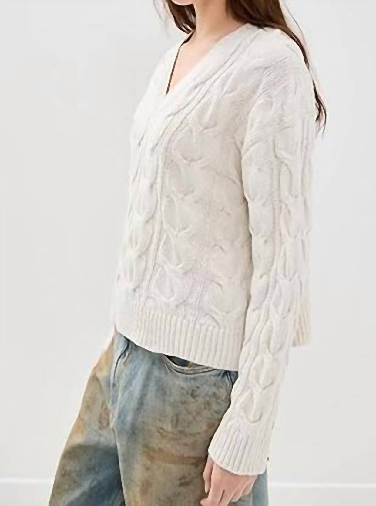 Free People - V-neck Cable Sweater