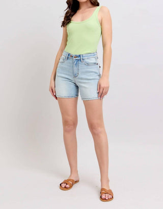 Judy Blue - High Rise Mid Length Dad Denim Short