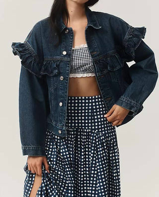 Frame - Ruffle Denim Jacket