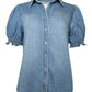 Risen - Puff Sleeve Denim Shirt