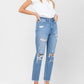 Vervet By Flying Monkey - Distressed Raw Hem Mom Jeans