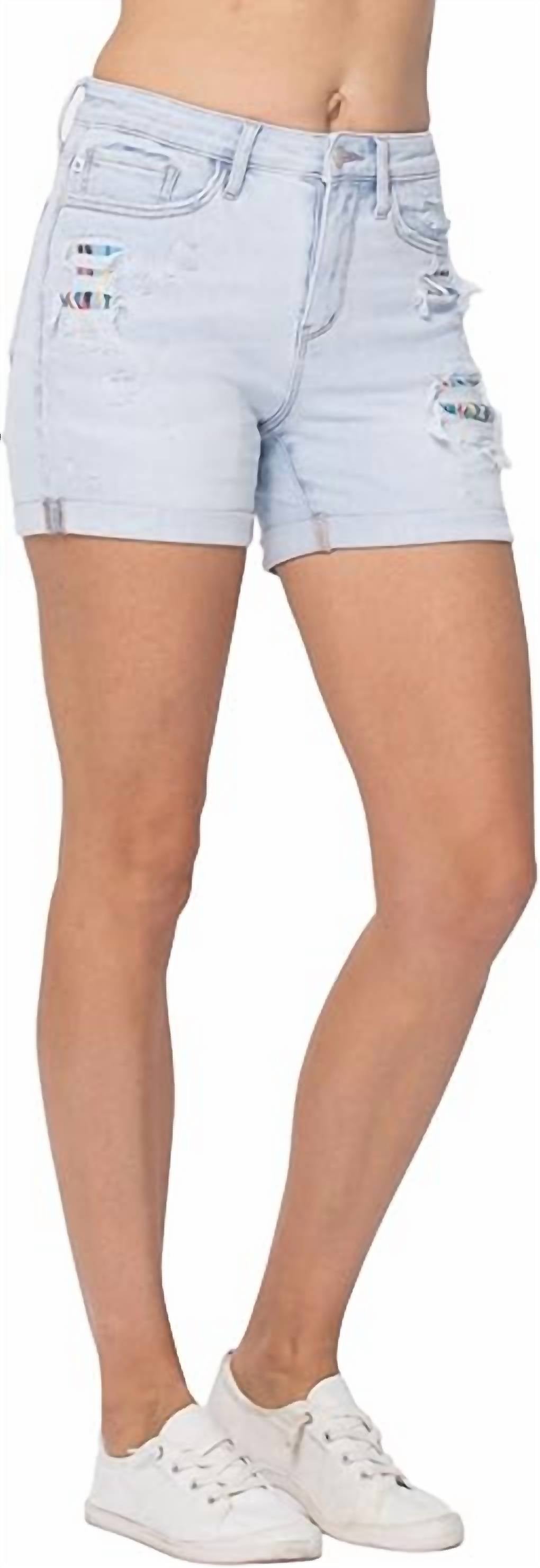 Judy Blue - High-rise Cuffed Printed Lining Shorts