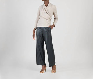 Clara Sunwoo - Ultra Soft Faux Cashmere Draped V-neck Ruched Sweater