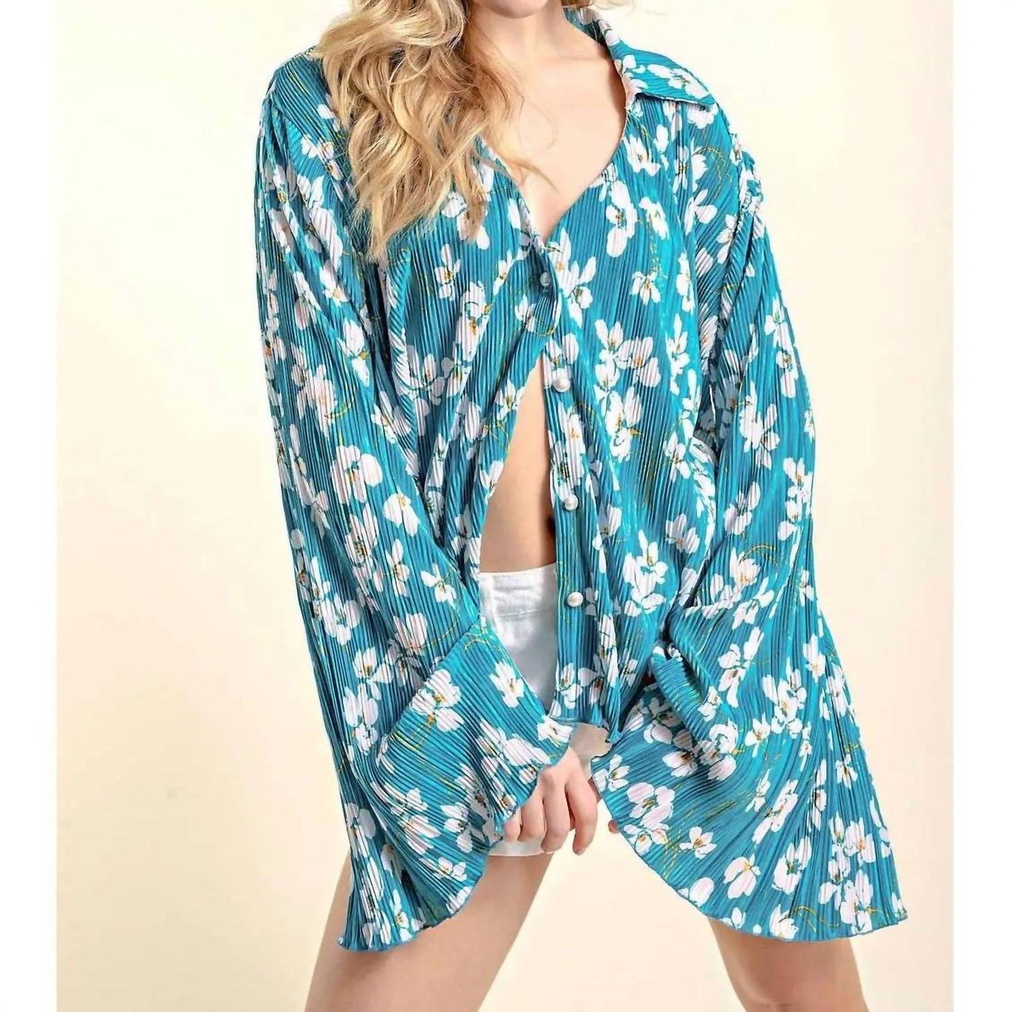 143 Story - Floral Pleated Shirt