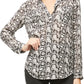 Women's Good American The Long Sleeve Sheer Snake Print Blouse, Size 1 - Beige