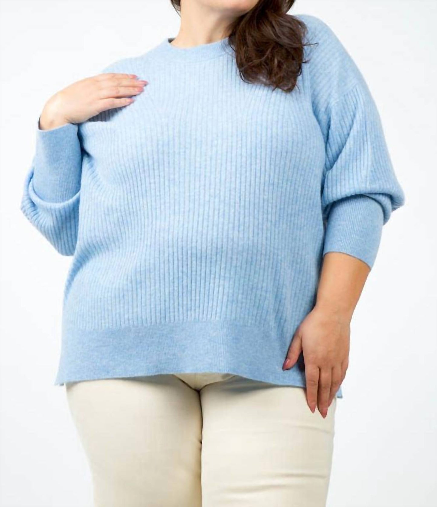 Estheme - Dolman Cashmere Long Sleeve Sweater - Plus