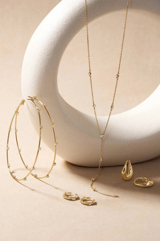 Eklexic - Women's Cz Studded Lariat Necklace