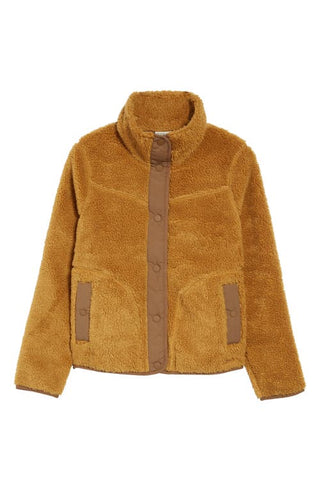 LLBean Antique Gold Fleece Jacket - Small