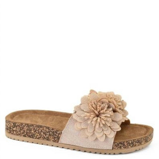 Corkys Footwear - Women's Flower Trim Raffia Slip On Sandal