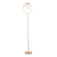 Moon Contemporary Floor Lamp in Gold Metal and Frosted Glass
