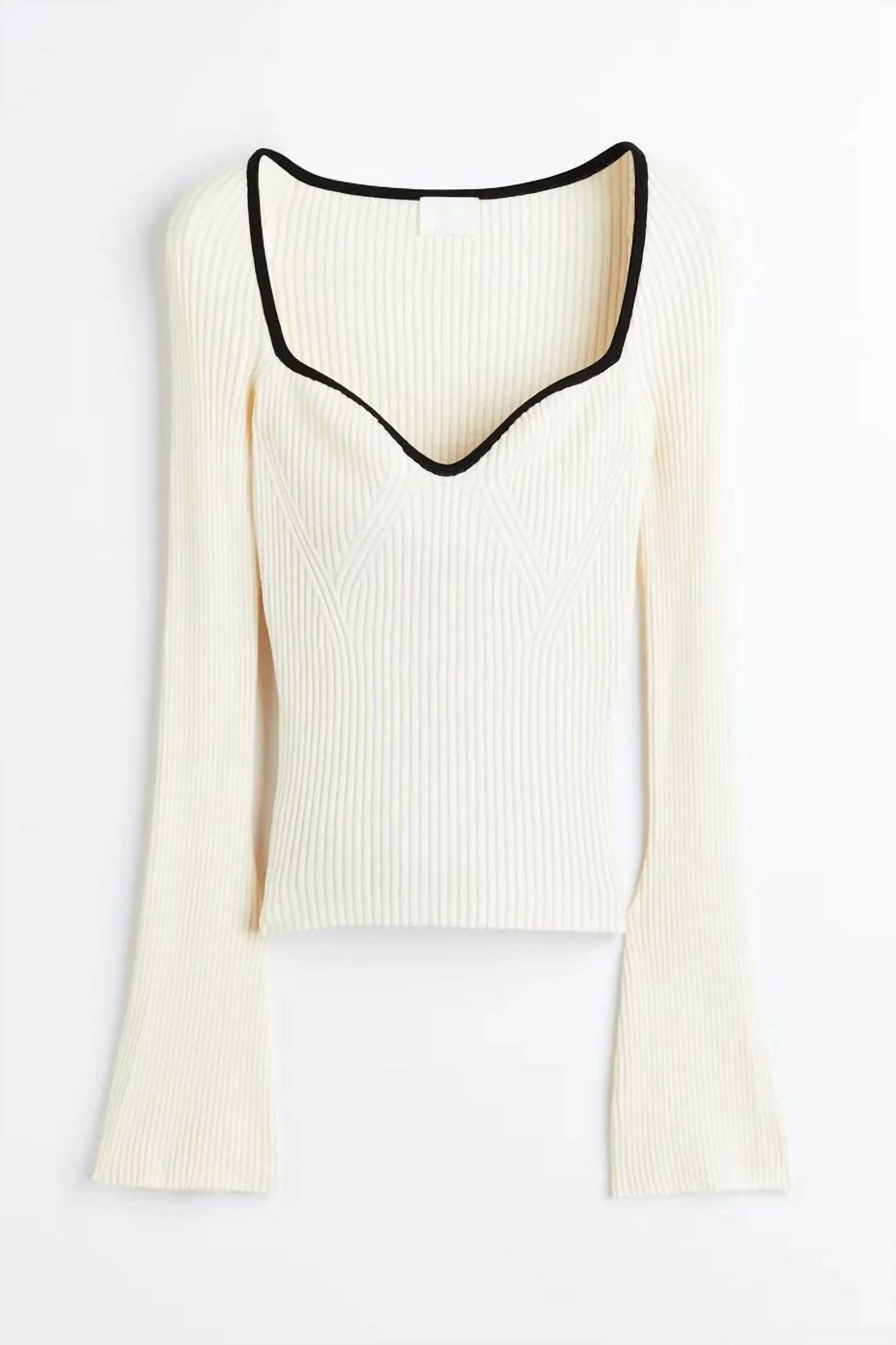 H&M - Ribbed Knit Sweater With Black Trim