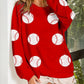 Bibi - Sequin Baseball Patches French Terry Pullover Top
