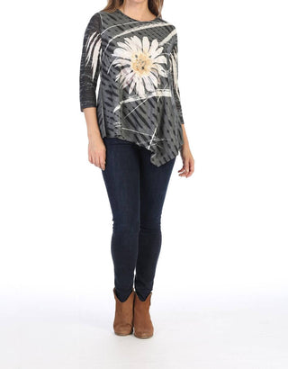 Jess & Jane - Women's Chit Chat Double Knit Asymmetrical Top