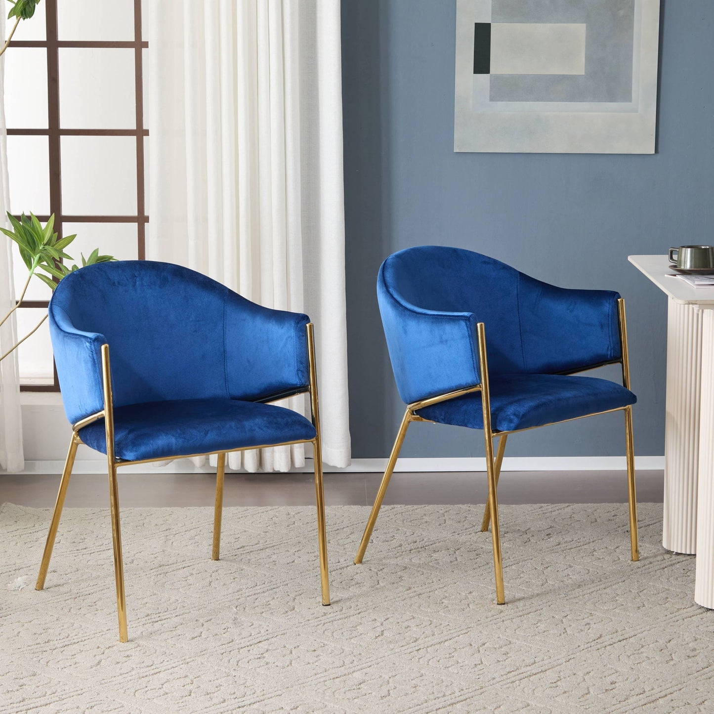 Modern Upholstered Dining Chair With Plush Velvet and Metal Frame