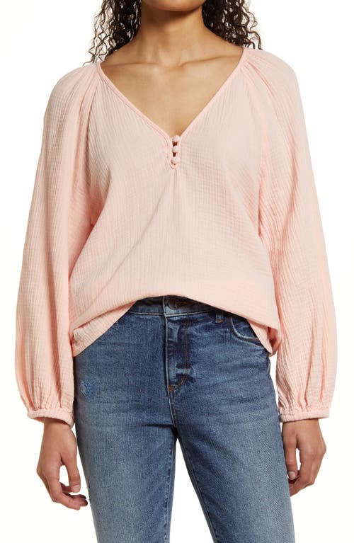 Caslon Raglan Sleeve Seersucker Top - Pink Chintz