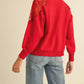 Anniewear - Embroidered Shoulder Mock Neck Sweater