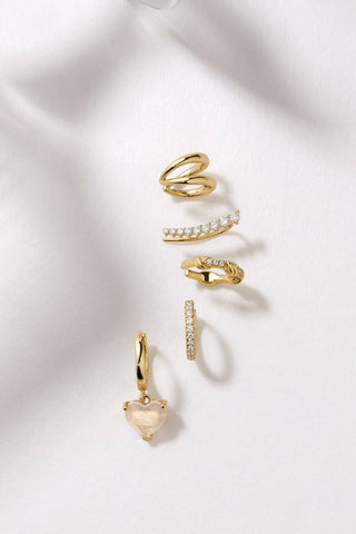 Eklexic - Heart Drop Huggie Hoop Earrings