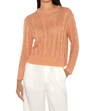 Kinross - Sequin Cable Crewneck Sweater