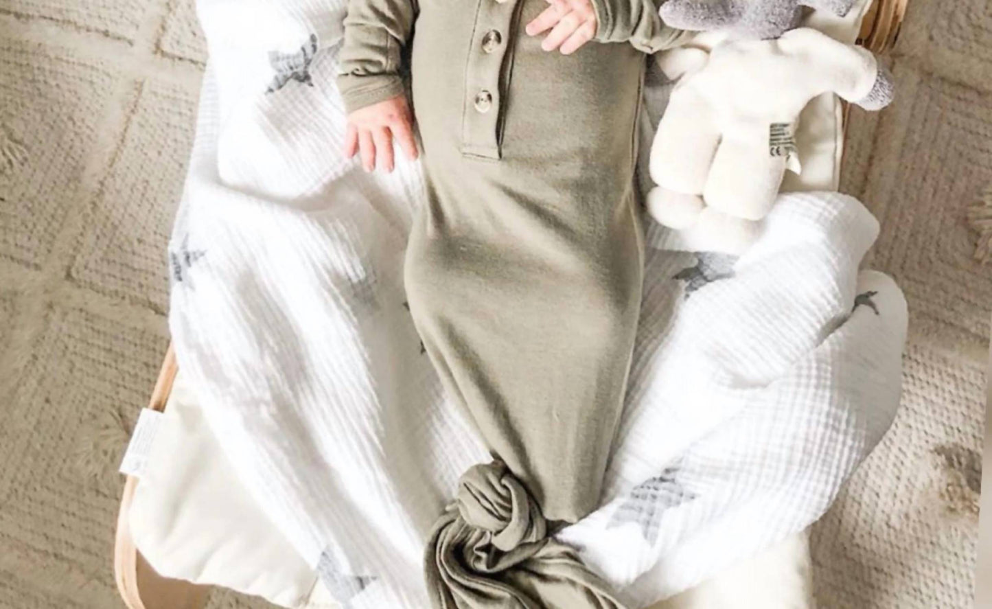 Fawn & Foster - Baby Organic Knotted Gown + Top Knot Hat Sleep Sack