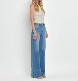 Vervet By Flying Monkey - High Rise Raw Hem Wide Leg A Line Jeans