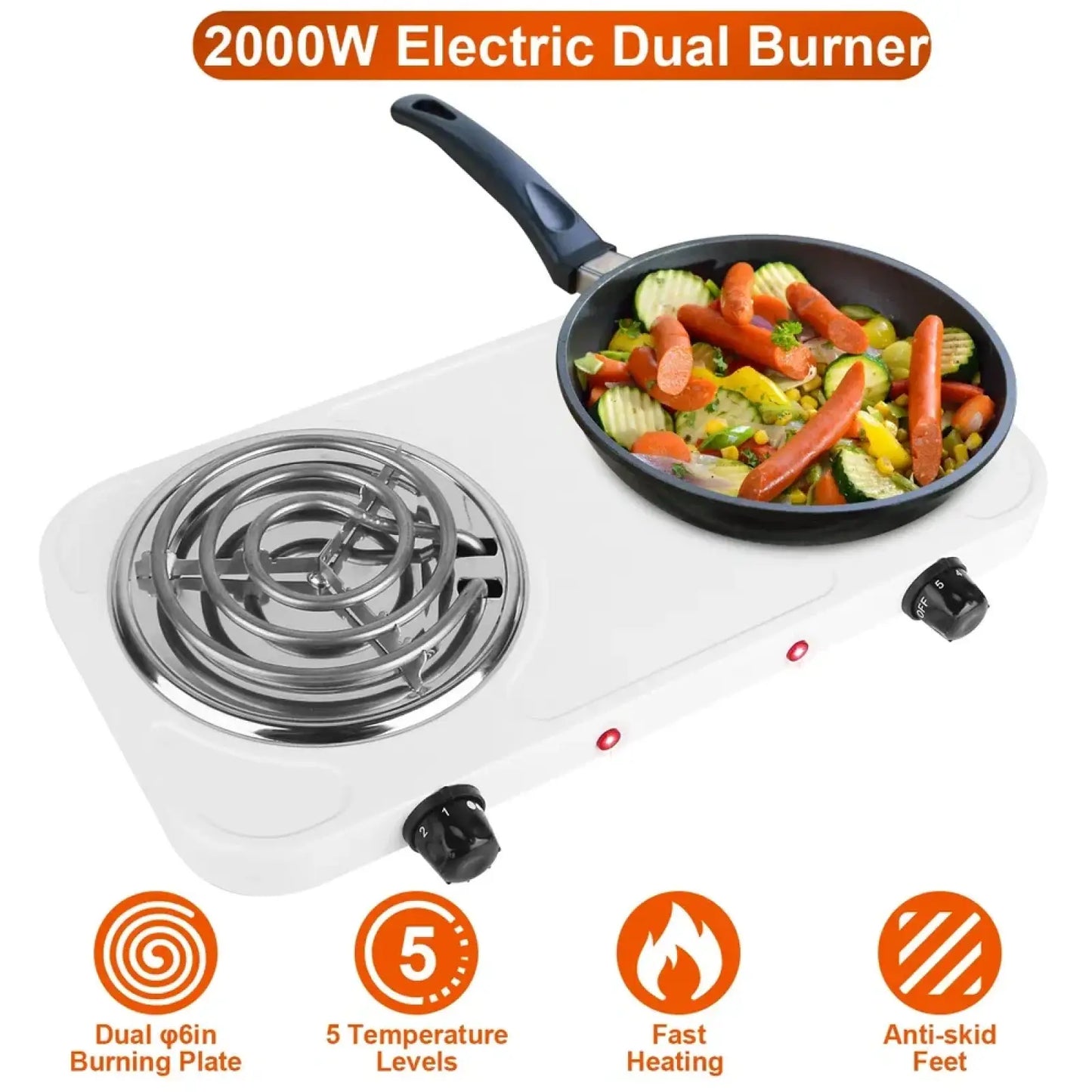 Electric Double Burner 2000w Portable Hot Plate Stove