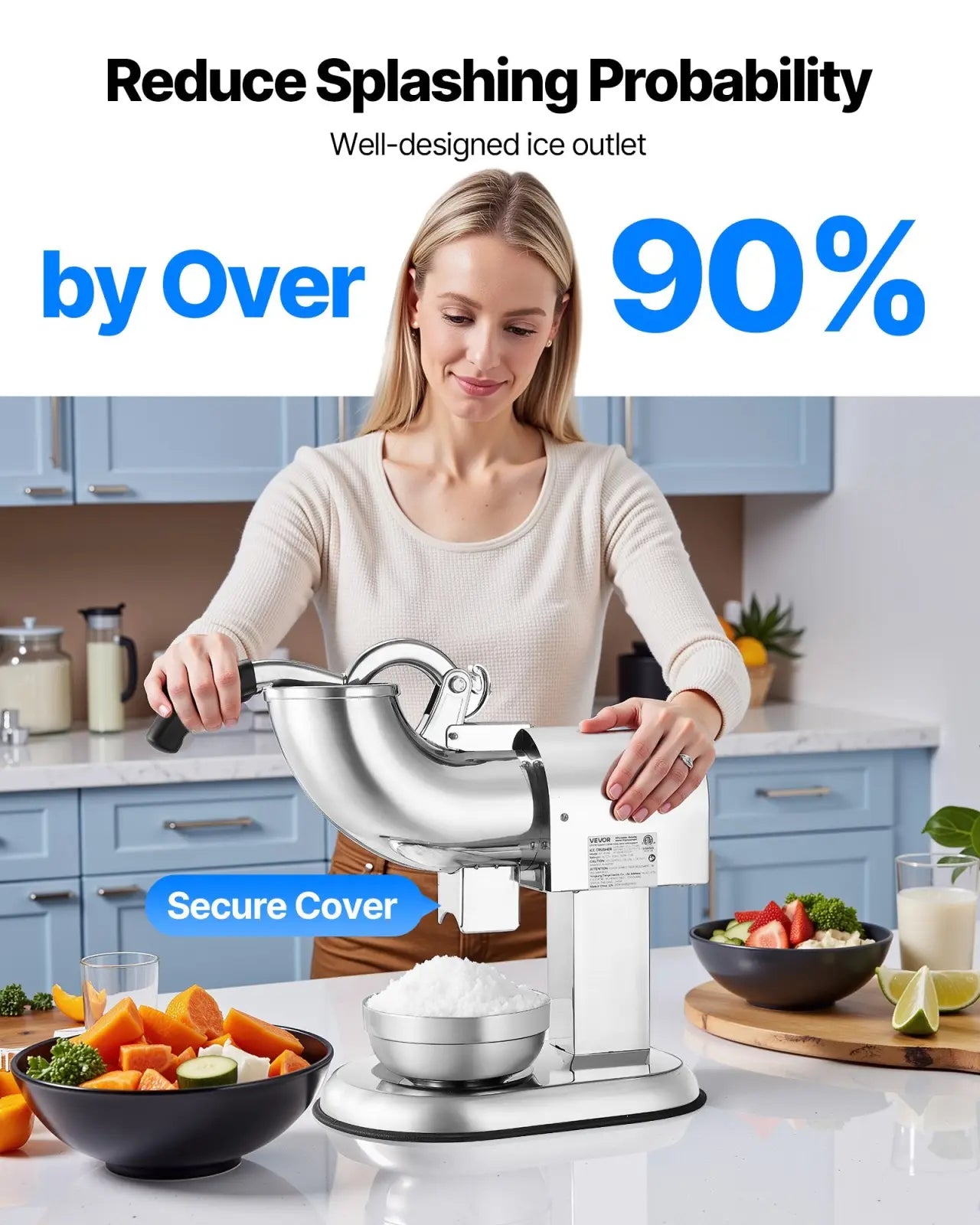 Electric Ice Crusher 440lbs Snow Cone Maker 350w