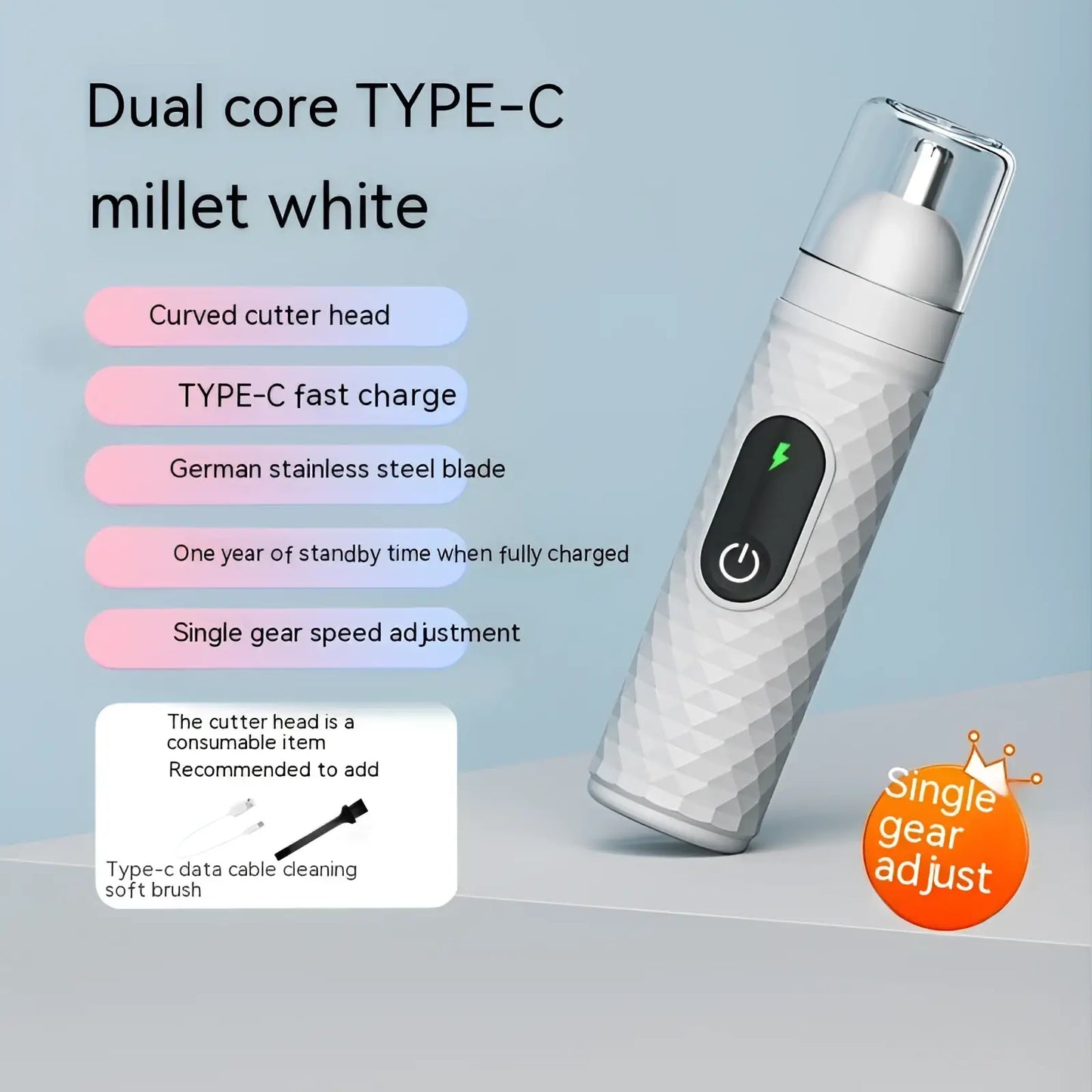 Electric Nose Hair Trimmer Rechargeable Type-c Clipper