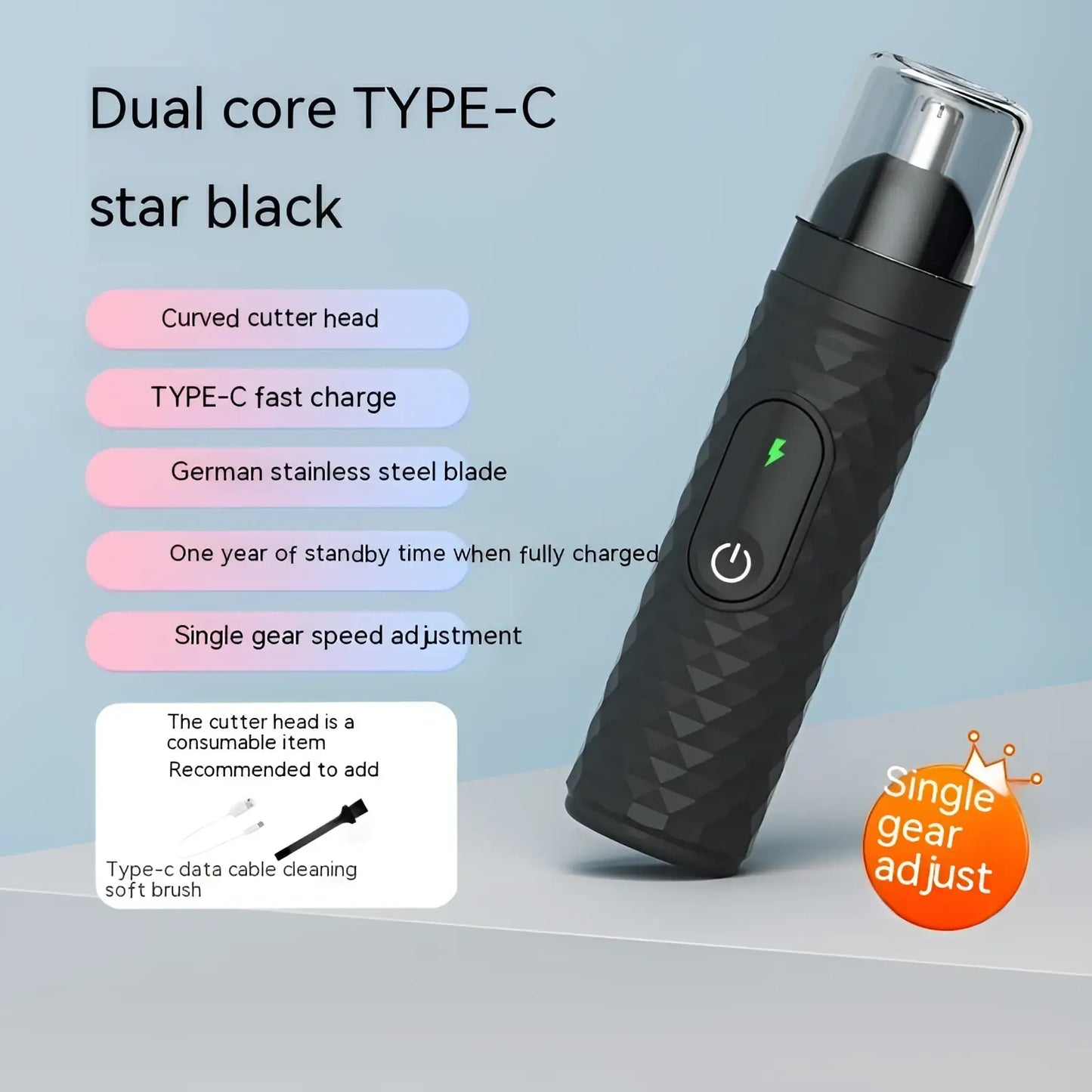 Electric Nose Hair Trimmer Rechargeable Type-c Clipper