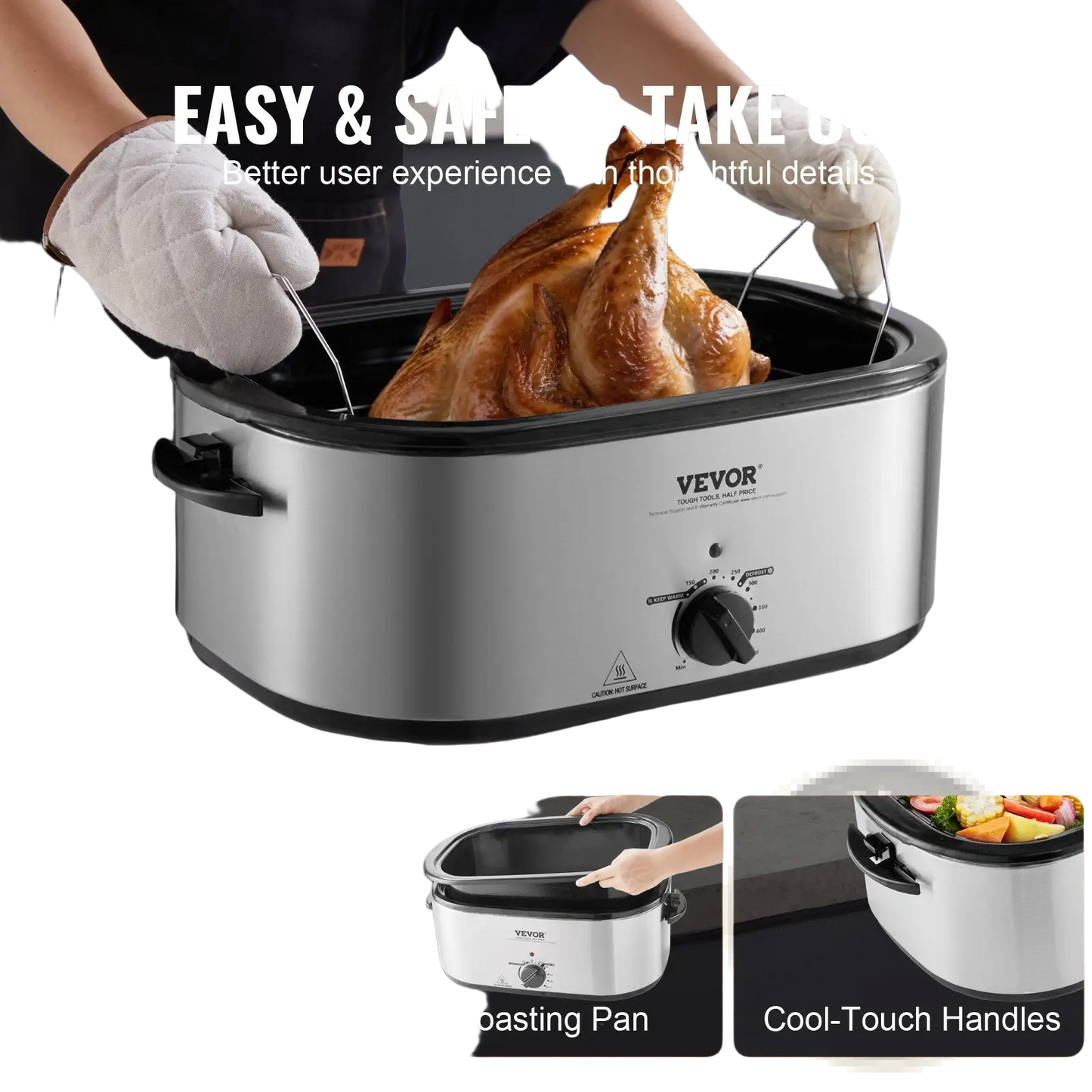 Electric Roaster Oven 24 Qt Turkey Roaster with Lid