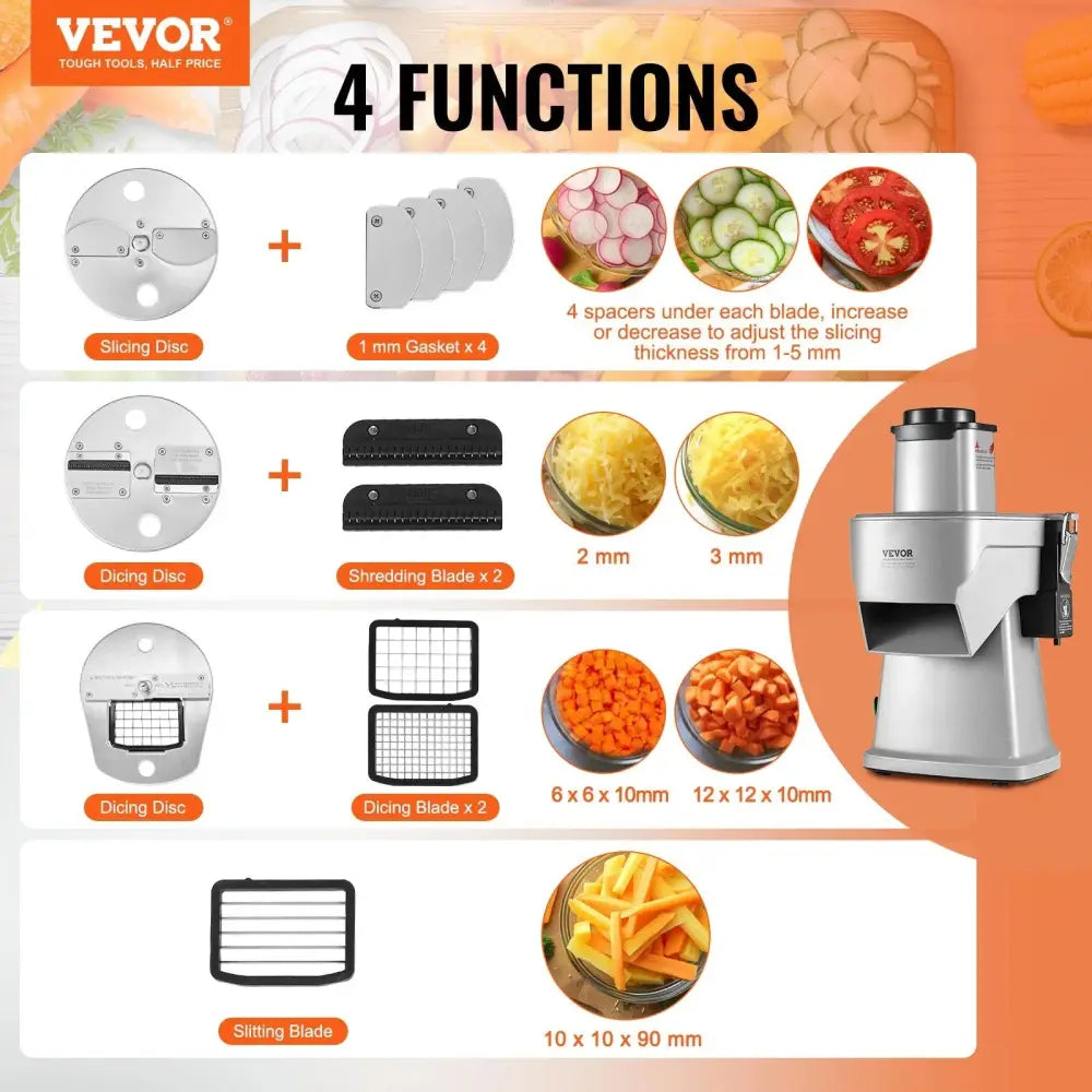 Vevor 200w Electric 4-in-1 Vegetable Slicer and Dicer