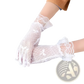 Elegant Black Floral Lace Ruffled Bow Gloves